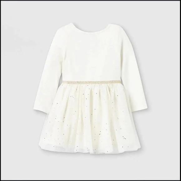 Cat & Jack "Joy" Toddler Girls Dress Tulle Skirt Cream and Gold Shimmer Size 2T - Picture 2 of 14